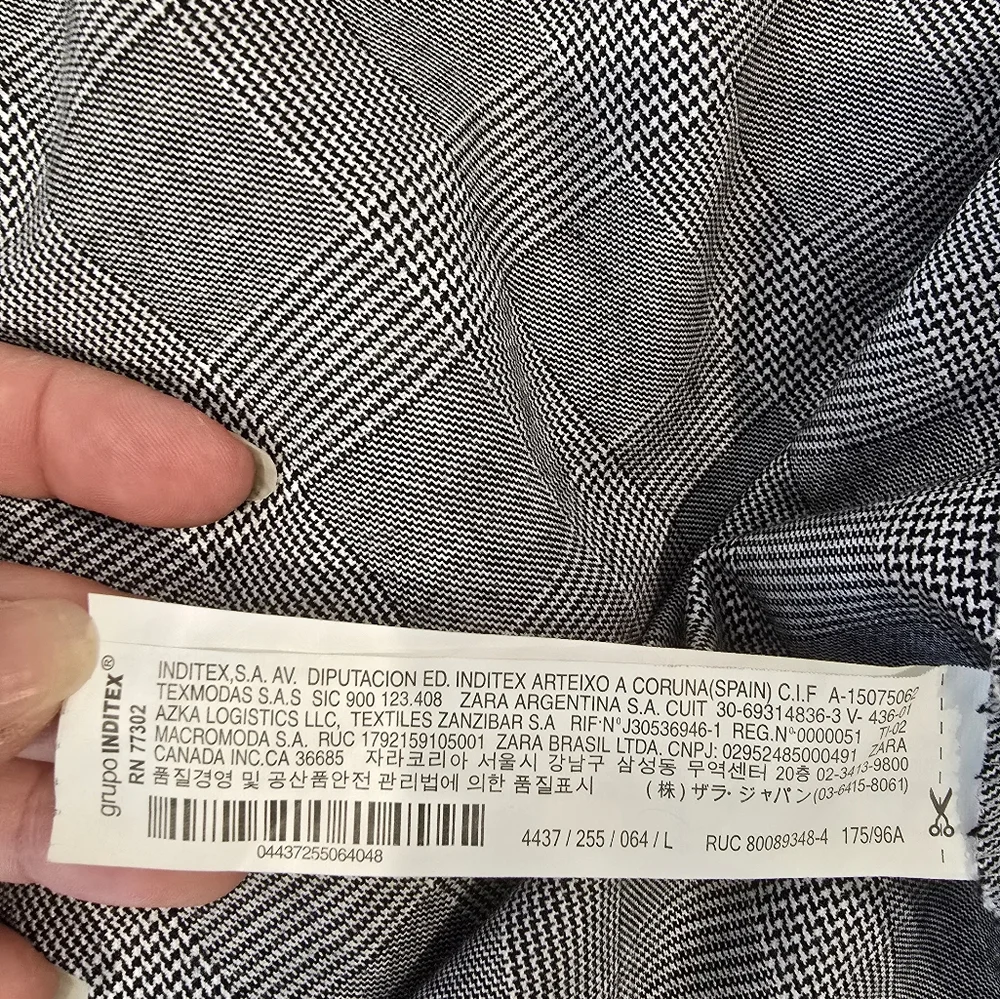 Zara Checked Ruched Arms Playd Gray Dress Size L - Picture 8 of 8